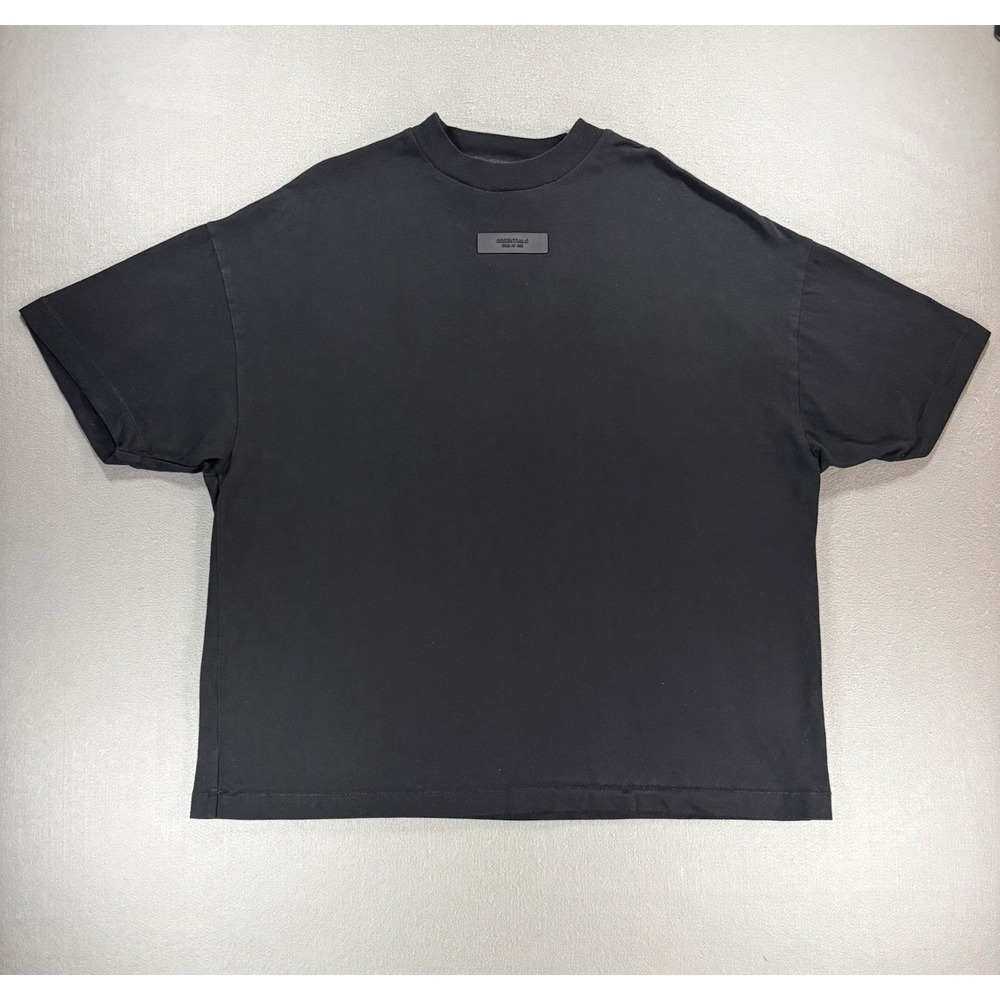 Fear Of God Essentials T Shirt In Black With Rubber Boxed Logo Mens Size S Boxy